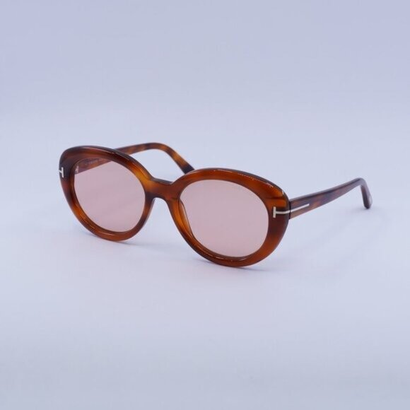 Tom Ford Accessories - Tom Ford Lily-02 FT1009 53Y Sunglasses Havana Oval Frame, Pink Lenses